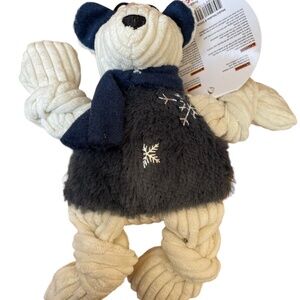 Hugglehounds Hanukkah Celebration Bear 9" Plush Corduroy Knotties Dog Toy Squeak